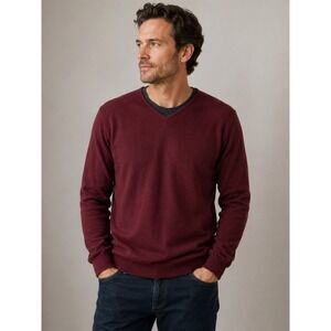 Barry Bricken Sweater Mens XL Burgundy Silk Cashmere V-Neck Raglan Sleeve Luxury
